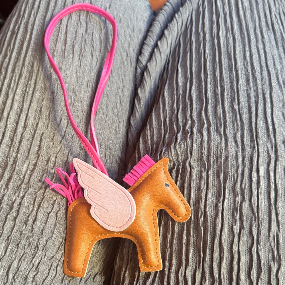 Pink and Orange Winged Horse Bag Charm
